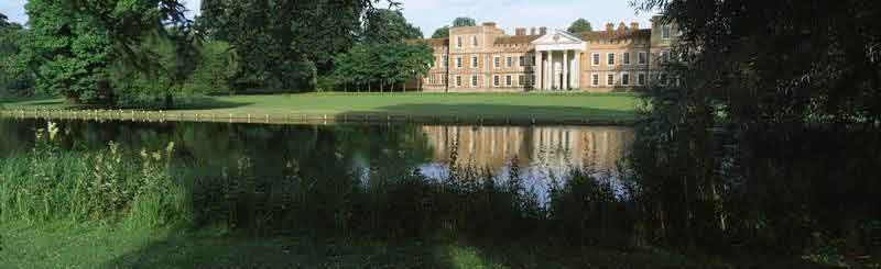 View of the stately home from the lake.